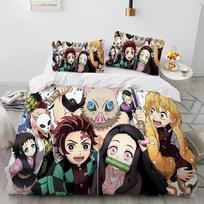 Demon Slayer Bedding Set Kamado Nezuko Duvet Cover Pillowcase King Queen Full Single Size Boys Teen Gift Anime Bed Linen 70x133cm 2pcs