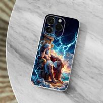 Greek God King Zeus For iPhone Max,14,SE,12,15,Pro,17,Plus,11,XS,Mini,16,X,13,XR,Transparent Soft Cover Case iPhone16PRO gray