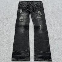 RogueWave Vintage Double Waisted Lace Up Micro Flared Women Jeans Y2K Washed Wide Leg American Style Denim Pants Baggy Streetwear M gray