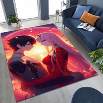 002 Zero Two DARLING in FRANXX Seksuali mergina Animacinis kilimas kilimėlis miegamajam svetainei sofai namams durų kilimėlis dekoras,Neslystantis grindų kilimėlis 40x60cm( 15x23in ) gray
