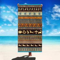 Colorful Ethnic Pattern Beach Towel, Vibrant Tribal Folk Art Quick-Dry Sand-Free Microfiber Bath Towels for Yoga Swim and Travel W40*H60(CM)