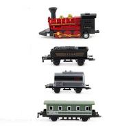 Car Toys 4PCS Simulation Retro Steam Train Alloy Scale Ratio Model Inertial Pull Back Children's Learning Educational black