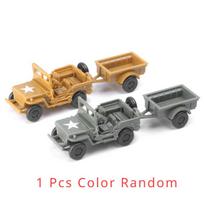 1/72 WWII Willys Jeep with Hanging Bucket 4.5cm Military Vehicle Assemble Car Model Toys