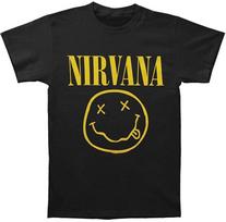 Nirvana Smile Unisex T-shirt Music Classic Concert Rock Band Tee New Black S yellow