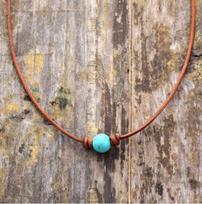 Women Retro Turquoise Beaded Short Necklace Fashion Close Fitting Neck Chain Versatile Daily Casual Jewelry Gift turkis