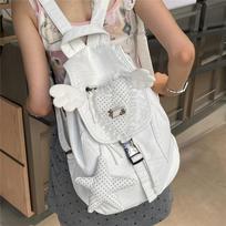 Polka Dot Love Heart Lace Mochilas Mujer Wing Mochila Commuter Large Capacity Bag Original Backpack Y2K Bags for Woman balta
