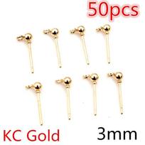 30-50pcs 3/4/5/6mm Gold Silver Plated Pin Findings Stud Earring Basic Pins Stoppers Connector For DIY Jewelry Making Accessories beige