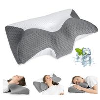 Ergonomic Orthopedic Neck Support Cervical Pillow Removable Cover Memory Foam Deep Sleep Pillow for Neck Pain Relief 60x35 pilka spalva