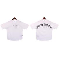 25S cross-border European and American trendy brand palm angel broken letter logo printed short-sleeve T-shirt for men and women, high street shor S white