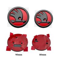 2Pcs 80mm 90mm Emblem For Skoda Fabia 1 2 Octavia a7 RS Superb Rapid Yeti Karoq Vision Car Head Front Rear Boot Tailgate Sticker nlvg96 2pcs 80mm raudona