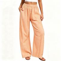 Women's Plaid Sleep Pants - Loose Fit Pants for Home Comfort L