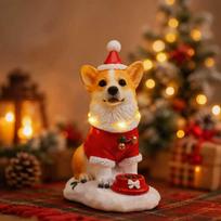 Christmas Decoration Luminous Corgi Ornaments Holiday Decorations Table Decorations Holiday Gifts Resin Crafts