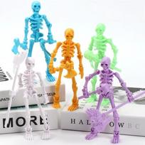 Multi-Articulable Skull And Bone Puppet Decoration Action Figures Three-Dimensional Skull Model Assembly Toy Gift Halloween Gift blue