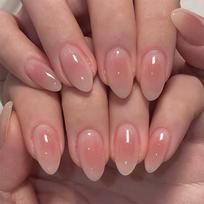24Pcs Simple Almond Press On Nails Blush Design Short Oval Fake Nails Detachable Stick On False Nails For Women Manicure brown
