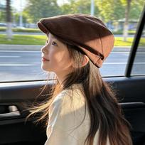 Vaikų vintažinė kepuraitė-beretė japoniško stiliaus retro plokščia kepurė reguliuojama bereto kepurė berniukams mergaitėms 1pc(46-52cm, for 2-8Y) kava
