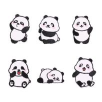 6 vnt. Panda lopas Lipnūs ženkleliai Lopas Lipdukas Siuvimo nereikia Drabužių, kepurių, aksesuarų Dekoravimui Rankdarbių mėgėjams 6 black