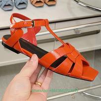 Women Cross Straps Square Toe Flat with Sandals Solid Color Open Toe Real Patent Leather Flat Sandales 2025 Newest Summer Sandal 34 red