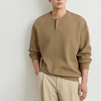 Korean Style Loose Crew Neck Fleece Lined Sweatshirt Men Spring Autumn Winter New Twill Long Sleeve Versatile Top L ruda