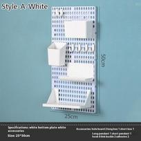Kawaii Hole Board Dormitory Wall Shelf Decoration Free Punching Adhesive Students Study Wall Mounted Storage Rack Home Organizer white