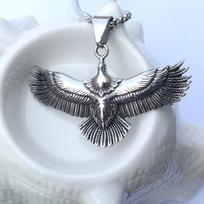 Hip Hop Rock Flying Eagle Pendant Necklae For Women Men Vintage Copper Color Stainless Steel Chain Punk Neck Jewelry Boy Gifts gray
