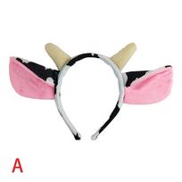 Kūrybinga karvės pieno ragų ausų galvos juosta gyvūno Cosplay kostiumas plaukų juosta vakarėlio rekvizitas pink