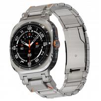 Men Titanium Band for Samsung Galaxy Ultra Watch 47mm No Gap Link Strap for GALAXY Ultra 7 47mm Luxury Metal Curved End Bracelet Galaxy Ultra Watch black