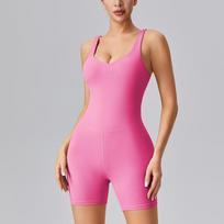 Women's Summer Yoga One-Piece: Cross-Border European & American Style with Chest Pads, Beautiful Back, Tight Fit, Hip-Lifting Design M