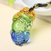 Chinese Style Three Colours Guanyin Buddha Necklace Pendant Exquisite Mascot Sweater Chain  Jewelry Holiday Gift as the picture