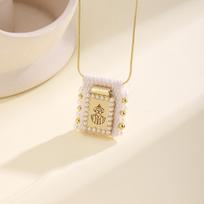 Nidin High Quality Scapular Virgin Mary Cross Sacred Heart Pearl Beige Fabric Pendant Necklace Religious Jewelry Gift For Women