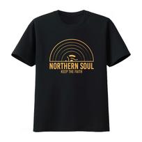 Northern Soul Keep The Faith Record Orange Unisexs Womens T Shirt High Quality Print Perfect for Music Lovers  Summer T Shirt S black