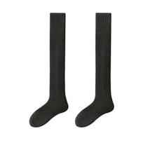 1 pora Vyriškos žieminės kojinės Vienspalvės, minkštos, kvėpuojančios, ilgas vamzdelis, didelio elastingumo virš kelių, šiltos, neslystančios be kvapo unisex ilgos kojinės juoda