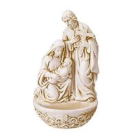 Holy Water Font, Resin Saint Joseph Mary with Jesus Christ Figurine, Catholic Holy Water Container, Religious Gifts for Office, Entrance, Church Wall A white
