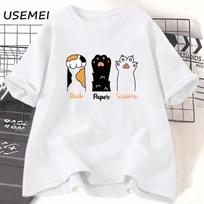 Rock Paper Scissors T Shirt Funny Cat Paw Print T-Shirt Summer Cat Lover Tshirt Wounisex unisex Short Sleeve Tee Shirt Clothing S