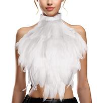 Gotikinė plunksnų šalikėliė Ragana Angelų Kostiumų Aksesuarai Plunksninis Kaklą Pririšamas Topas Kūno Diržai Liemenė Helovino Cosplay balta