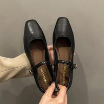Mary Jane vieni batai Storo kulno batai Elegantiški Klasikiniai Retro Kvadratinės nosies Patogūs Minkšti Seklios iškirptės Žemo kulno Moteriški batai 35 black