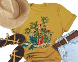 Frida Kahlo meno marškinėliai: Įkvepiantys moteriški marškinėliai 2XL beige