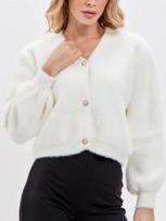 Autumn sophisticated soft V-neck mink fleece short knit cardigan for women, versatile lazy sweater jacket One size fits all balta
