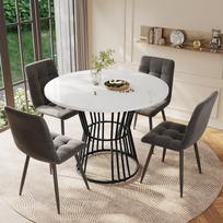 White with metal leg (1 piece), kitchen table, sturdy metal frame, modern marble - or dining tables, breakfast table - and restaurant, black juoda