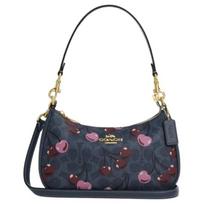 COACH Teri Coated Canvas Crossbody Handbag, Shoulder Bag Medium Women's Blue CY694-IMDEI One Size 1 black