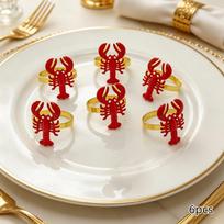 6pcs/12pcs Lobster Shaped Napkin Rings, Red Decorative Buckle Holder For Dinner Table Holiday Party Tabletop Ornament red