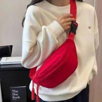 Chest Bags Banana Bag for Women Sling Crossbody Waist Pack Canvas Running Waist Bag Casual Fanny Packs Sport Half Moon Belt Bag raudona