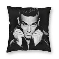 Robbie Williams Singer Pillowcase Polyester Linen Velvet Creative Zip Decor Room Cushion Case Wholesale 30cmx30cm(12x12Inch) gray