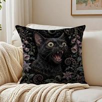 Surreal Screaming Goat Floral Cushion Cover Breathable Cushion Covers Machine Washable WrinkleResistant Soft Durable 30cmx30cm(12x12Inch)