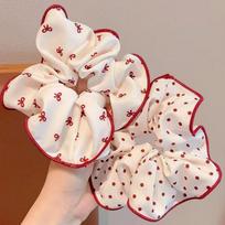 2/3Pcs High End Red Cute Dot Plaid Scrunchies For Women Girls Soft Elastic Hair Ties Hair Accessories 2PCS brown