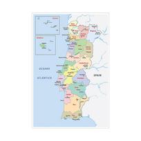 Portugalijos Žemėlapio Plakatas Didelis Spalvotas Politinis Apskričių Sienos Meno Dekoras Klasės Mokymosi Svetainės Biuro Geografijos Mokymo Vadovas 42cm*59cm(Canvas) white