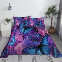 Spalvingas drugelių patalynės komplektas, minkšta paklodė, 3D patalynė, skaitmeninė spauda, patalynė karališko dydžio lovai, madingas dizainas 110X230cm(2Pcs) gray