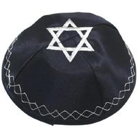 Siuvinėta Kippa skrybėlaitė vyrams Kvėpuojanti Izraelio Yarmulke skrybėlaitė sinagogos renginiui 1 tamsiai mėlyna spalva
