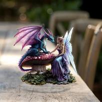 Dragon and Fairy Decoration -Winged Girl Decoration Desktop Ornament for Home Holiday Decor, Home Tabletop Decorations, Nurseries, Home Desk Living R 20*19cm gray