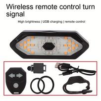 USB įkraunamas LED dviračio posūkio signalas, Belaidis nuotolinio valdymo pultas dviračio galinis žibintas, Vandeniui atsparus saugos įspėjamasis žibintas kalnų kelių miesto dviračiams juoda