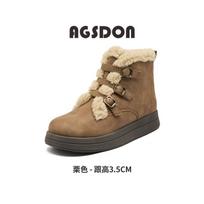 Fleece Martin boots new winter platform lamb wool short boots cotton shoes thickened snow boots 35 brown